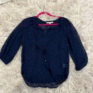 Navy blue 3D dots 3/4 sleeve blouse